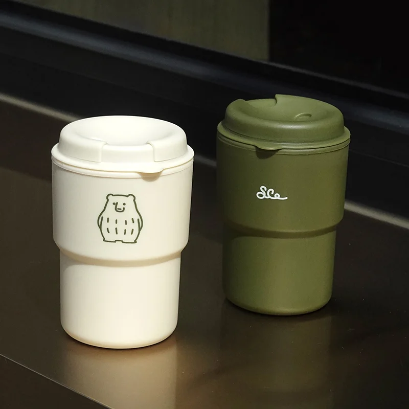 

Бутылка для улицы, милая портативная соломинка без воды с бутылками для воды, зеленая чашка, пластиковые чашки для кофе, Милая доставка, двойная