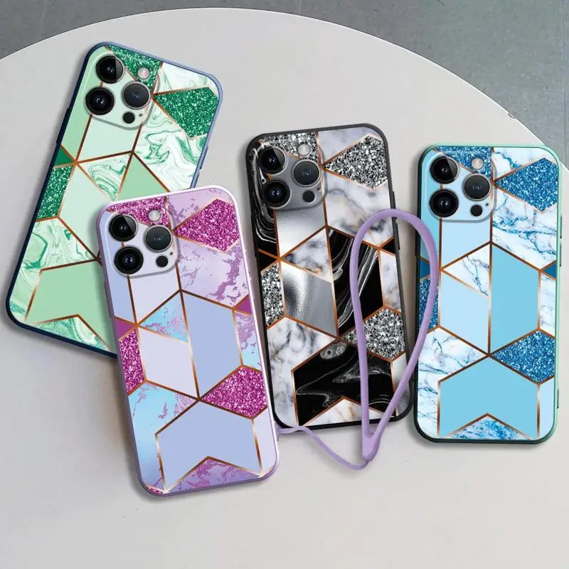 Мраморный чехол для телефона iPhone 15 Plus SE 12 Mini 13 Pro XS Max 8 7 11 14ProMax XR силиконовый