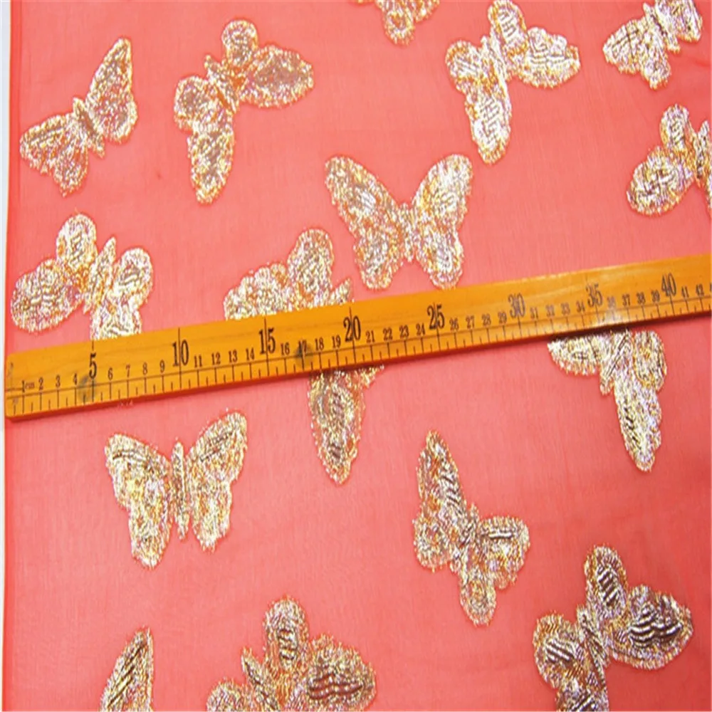 Красивая мягкая Органическая шелковая ткань с металлическим покрытием бабочка