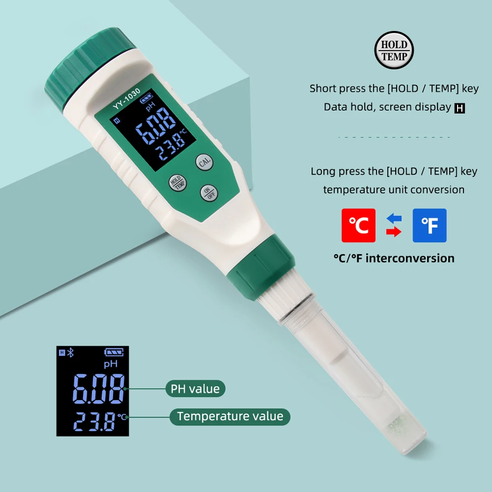 

Digital PH Meter High Accuracy Sensor Intelligent Temp Acidity Tester BT phone APP Control for Brewing Fruit Cheese Meat Canning