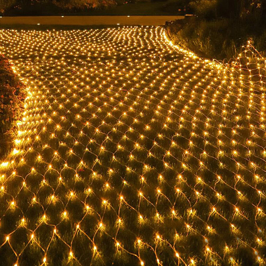 

8x10 м 2000 большая светодиодная сетчатая гирлянда, уличная сетчатая сказочная гирлянда, Рождественская гирлянсветильник-занавеска в виде сос...
