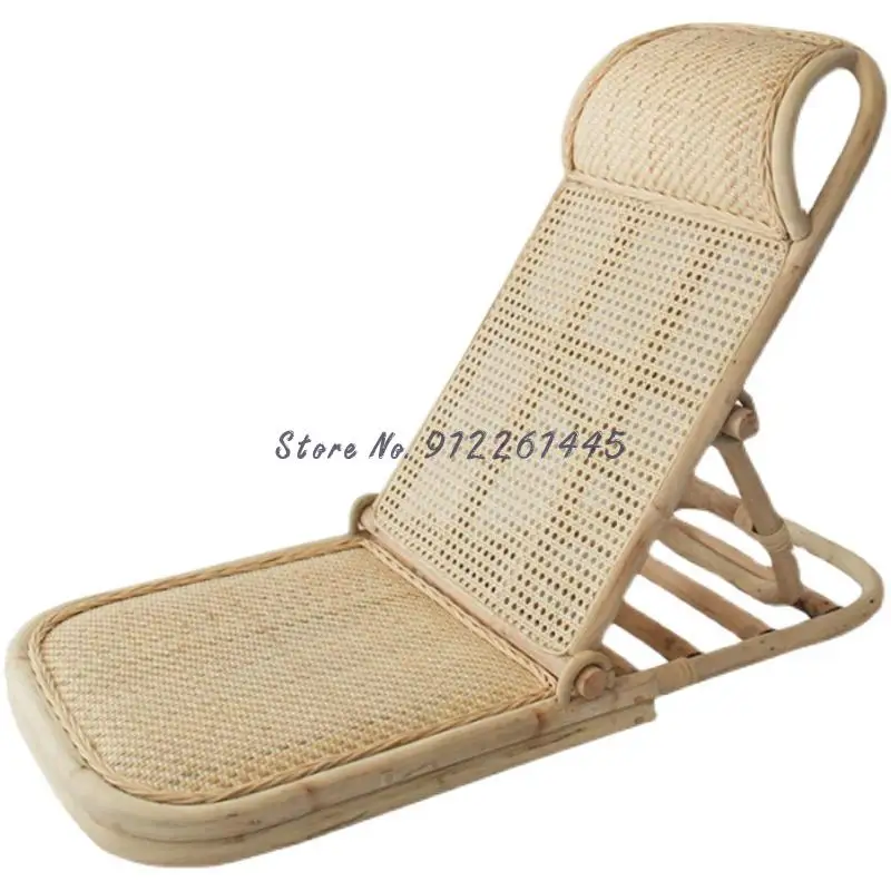 Ins Rattan Beach Chair Back Tatami Portable Outdoor Camping Leisure Multifunctional Folding Deck |