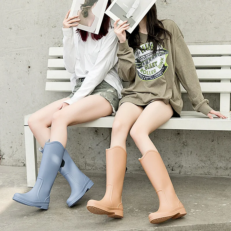 Pofulove Водонепроницаемые сапоги от дождя для девочек женской работы Обувь Не скользящие Анти скип Вода розовый Ботасы ПВХ Размер 36-40 Мода на.