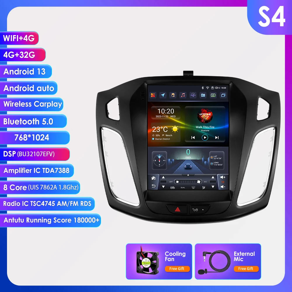 

Автомагнитола Hizpo для Ford Focus 3, мультимедийный видеоплеер 2 Din на Android 13 для Ford Focus 3, Mk 3, 9,7-2011, 2012 - 2019