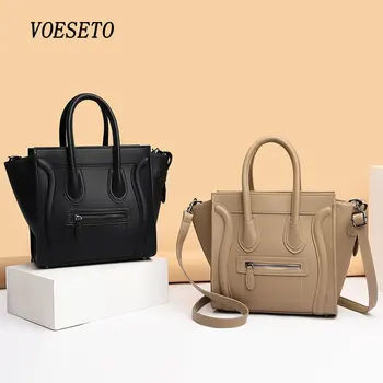 VOESETO Women's High Quality Luxury Designer Replica Handbag Leather Shoulder Bag Top Handle Big Tote Black Bags 2021 Brand New
