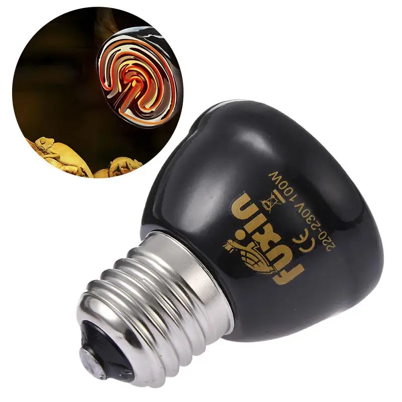 

W 50W 75W 100W E27 Pet Heating Lamp Black In-frared Ceramic Emitter Heat Light Bulb Pet Brooder Chickens Reptile Lamp Forceful