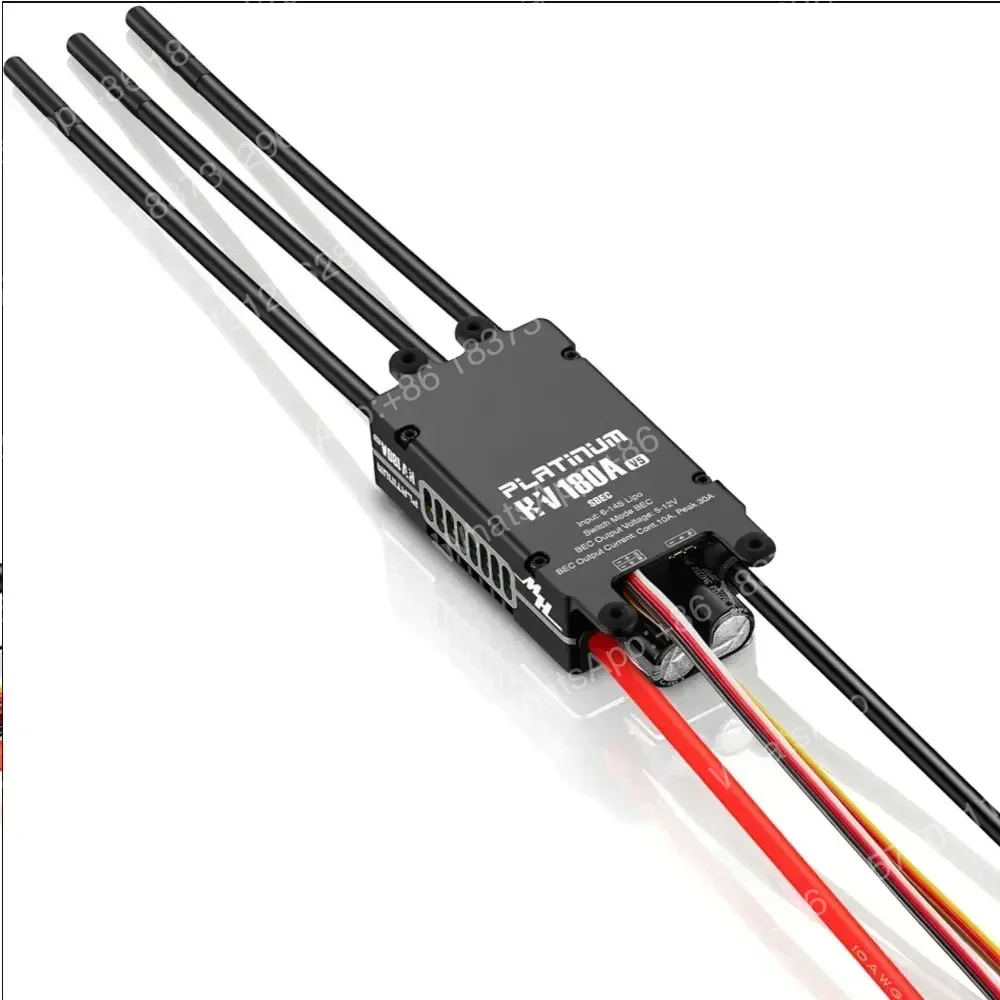 Фото Hobbywing Platinum HV KV180A SBEC V5 6-14S Бесщеточный ESC с 12В BEC и 32-битным процессором для вертолетов и самолетов 550-700 класса №4