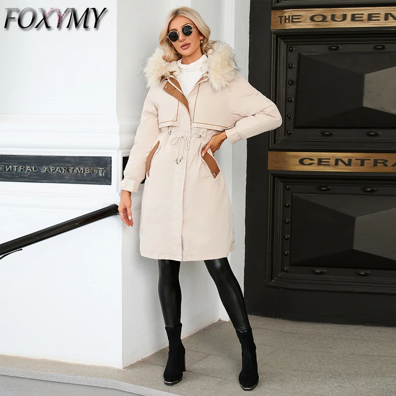 

Spring Autumn Winter Jacket Women 2 Piece Set 2022 Thick Warm Hooded Cotton Padded Coat 2XL Casual Slim Long Jacket Female