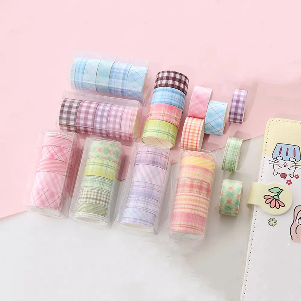 

6 rolls/box DIY Diary Grid Washitape Kawaii Decorative Ribbons Adhesive Sticker Washi Tape Set Masking Tape