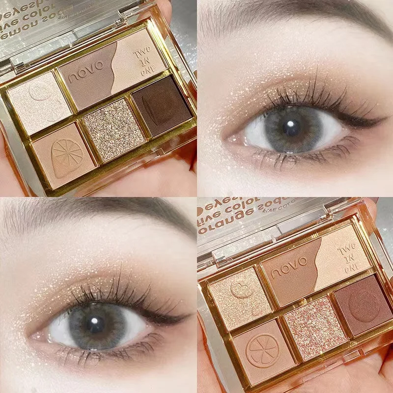 

6 Color Shimmer Matte Glitter Eye Shadow Palette Earth Color Metalli Shiny Eye Shadow Pallete Pigmented Makeup Powder Cosmetic