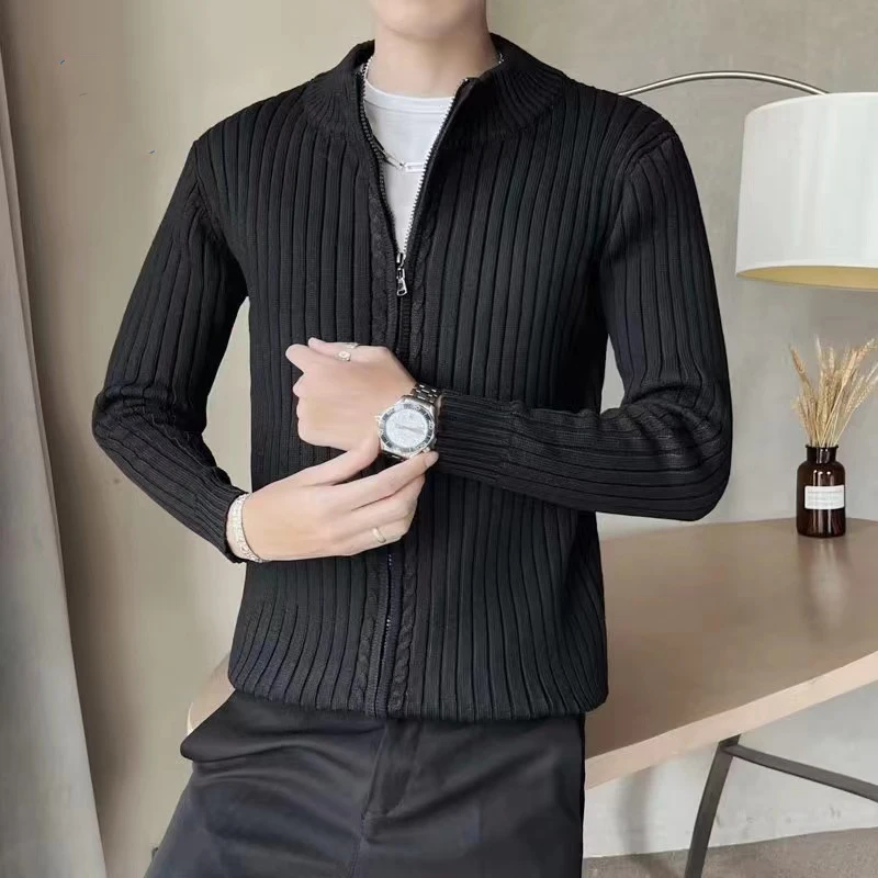 

Мужской трикотажный кардиган на молнии, с длинным рукавом