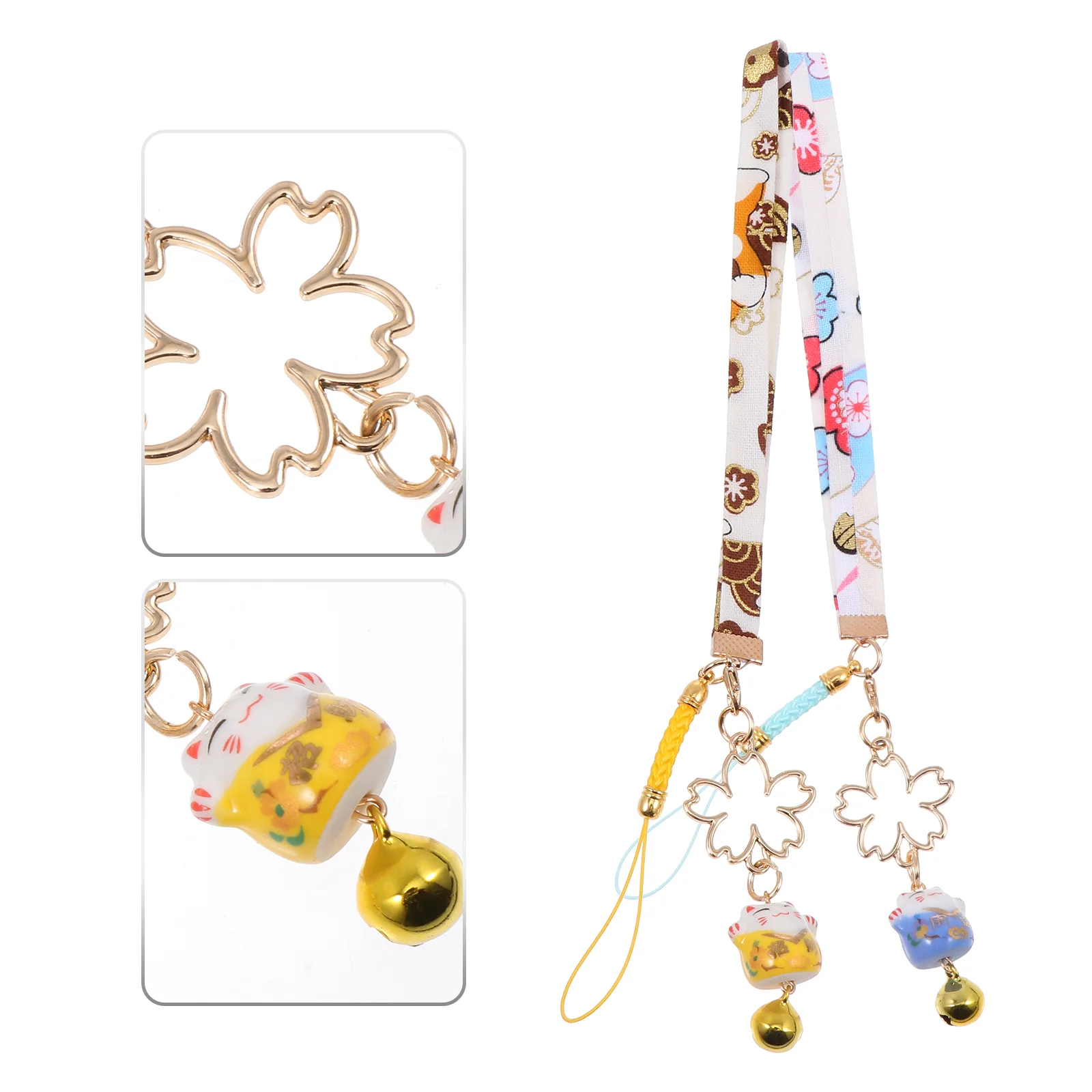 

Lanyard Strap Hanging Charm Rope Chain Charms Wrist Pendant Cat Cell Beaded Keychain Lanyards Bell Universal Fortune Cellphone