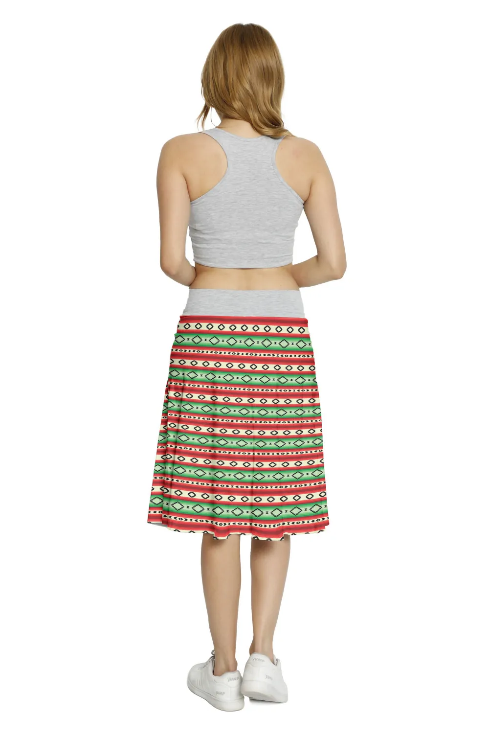 Юбка женская трапециевидная средней длины с высокой талией и принтом | Женская
