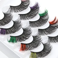 shidishangpin 5 pairs colored 3d mink lashes bulk faux wispy natural mink lashes pack short wholesales natural false eyelashes