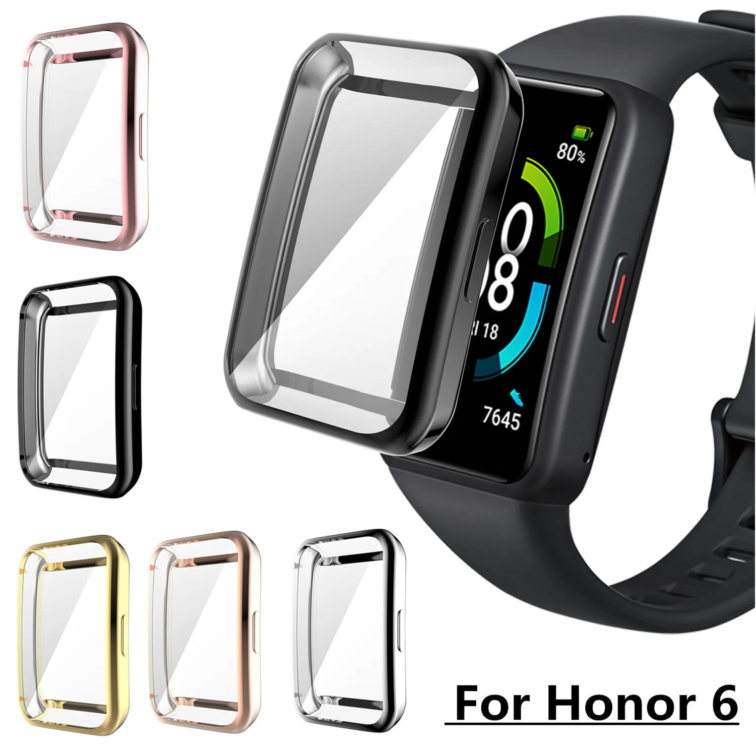 

Soft TPU Protective Watch Cover For Honor Band 6 Case Full Screen Protector Bumper Plated Case For Huawei Honor Band 6 Shell