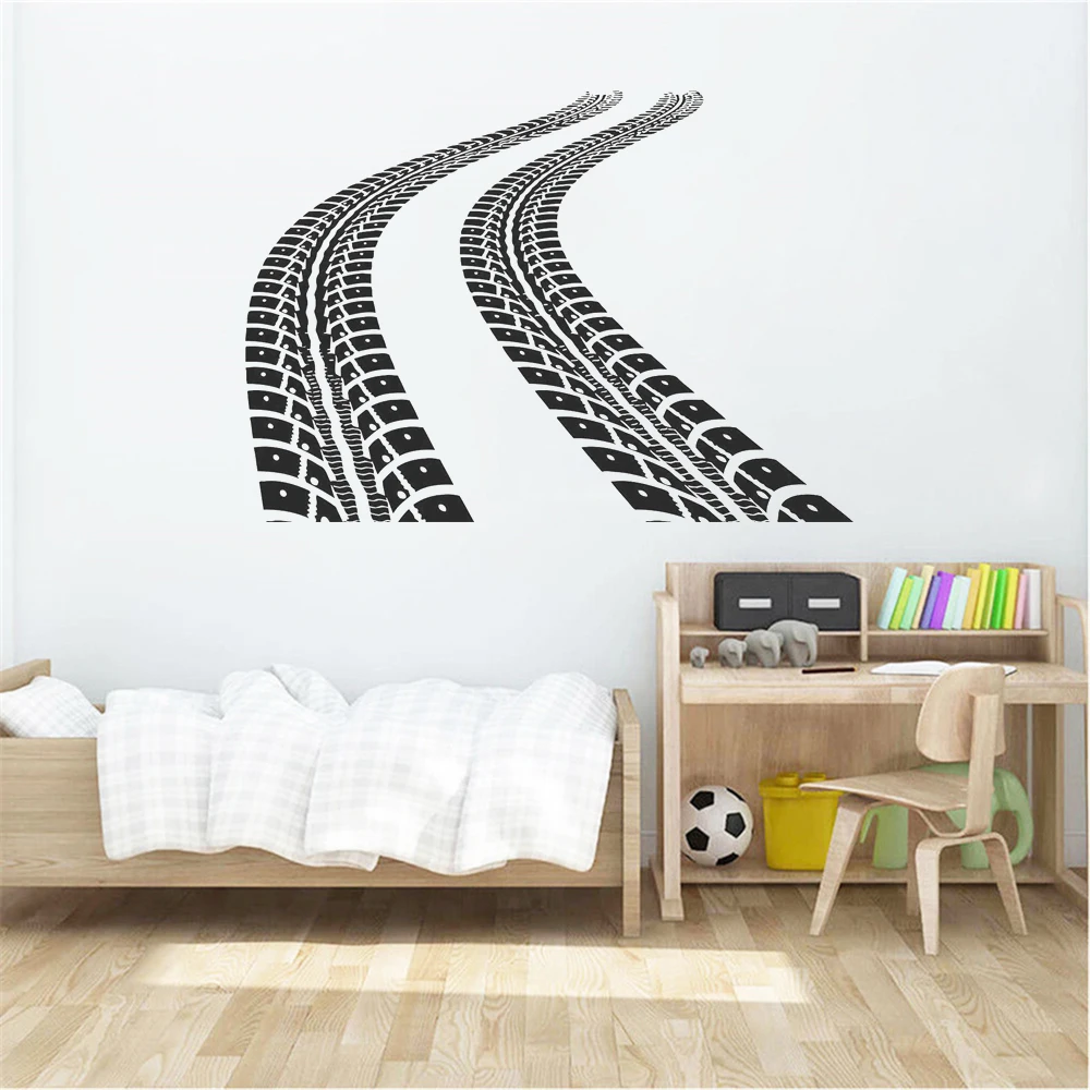 Наклейки на стену в виде дороги с шинами виниловые Стикеры для украшения