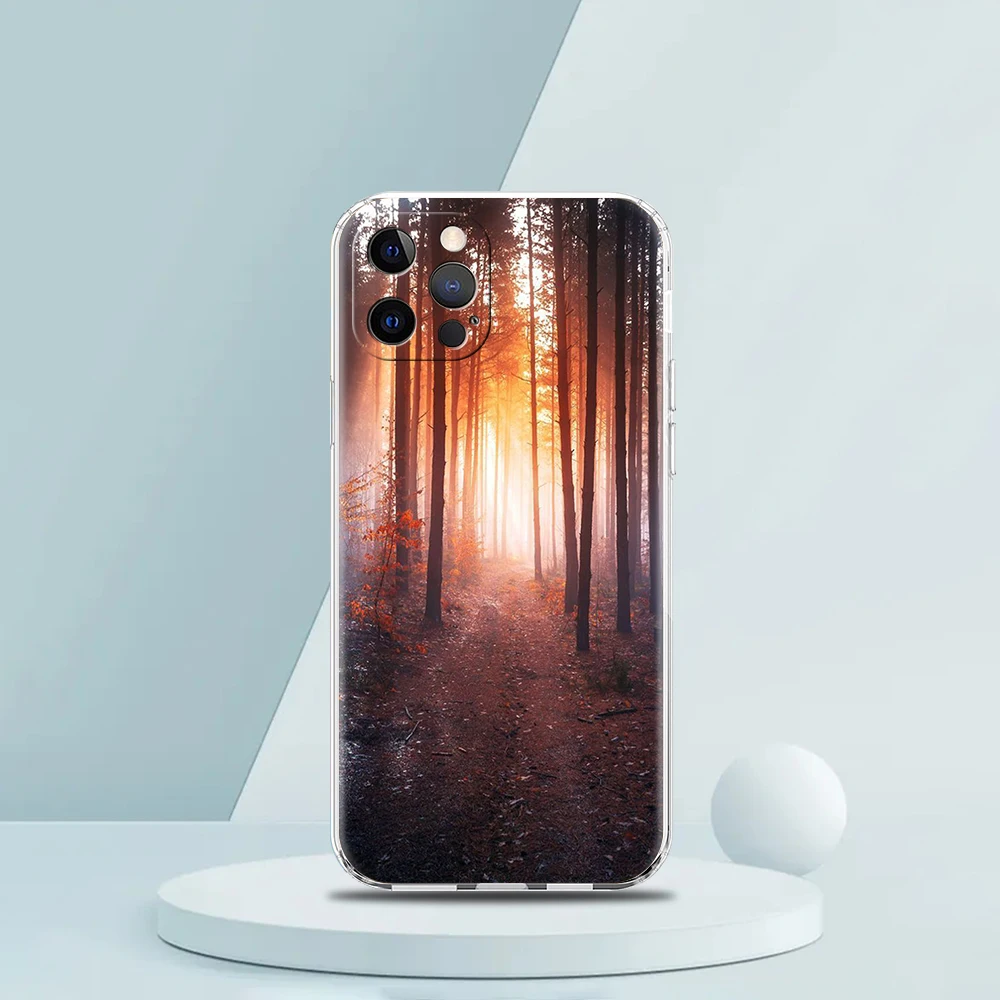 Trees And Nature Transparent Phone Case Cover for iPhone 14 13 12 11 Pro Max X XR 8 7 Plus SE 2020 XS Max Silicone Soft Shell