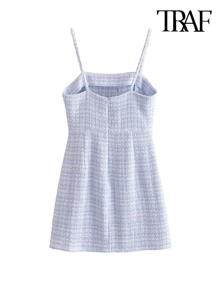 Платье-мини из твида с разрезом спереди на молнии открытой спиной | Женская