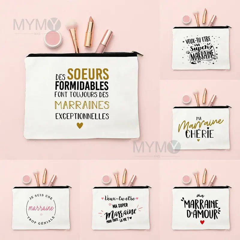 

Do You Want To Be My Beloved Godmother Request Cosmetic Case Godmother Makeup Bags Travel Wash Storage Pouch Gifts for Godmother
