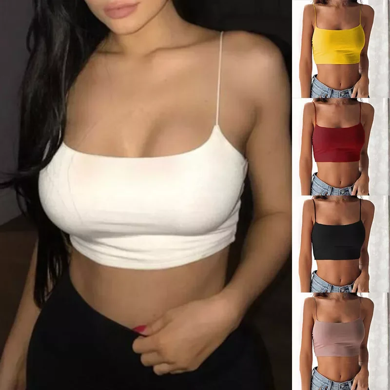 

NEW IN Casual Black Crop Tops Women Clothing Camis Streetwear Slim Sexy Summer Tops Women 2022 Strap Cropped Short Tops Haut Fem