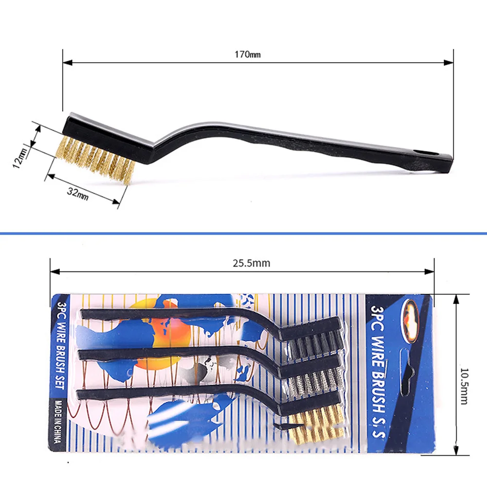 

Brand New Wire Brush Hand Tools Rust Remover Tool Small Wire Brush Wire Brush Set 12pcs 170*11mm Black Dust Removal