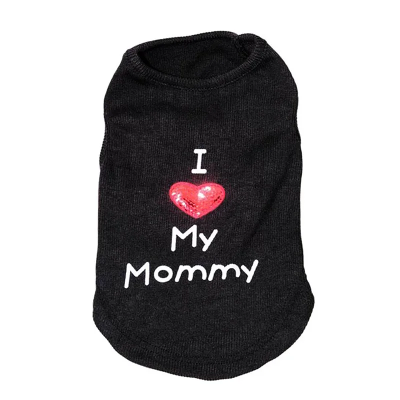 Одежда для собак летние костюмы щенков с надписью I Love My Mommy жилет без рукавов