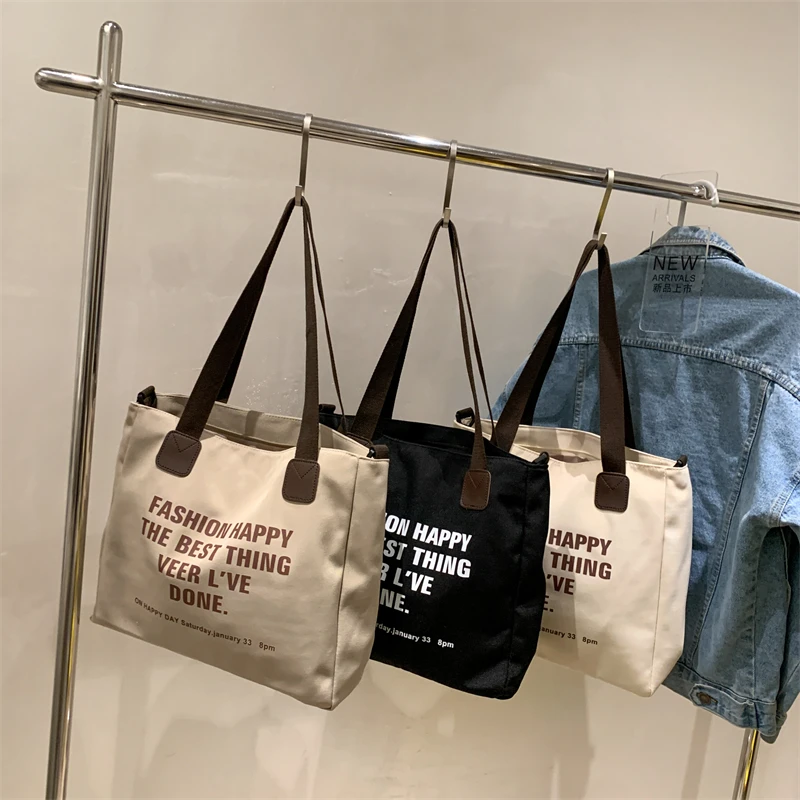 Дизайнерская вместительная Холщовая Сумка через плечо с надписью для женщин