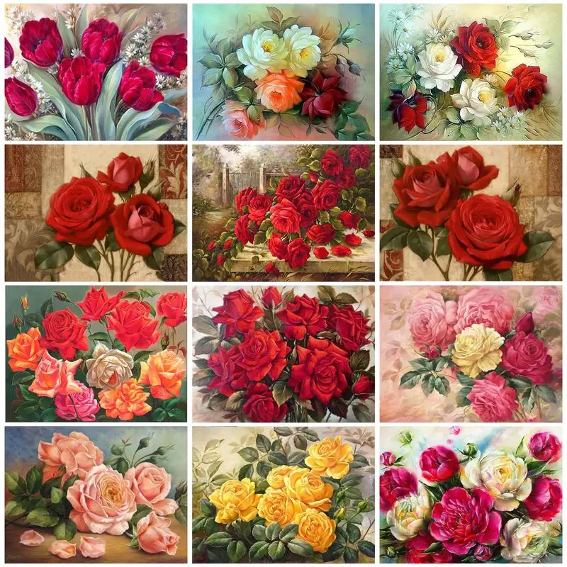 

Chenistory DIY 5D Diamond Painting Full Drill Square Mosaic Landscape Flower Diamond Embroidery Picture Rhinestone Home Decor Gi