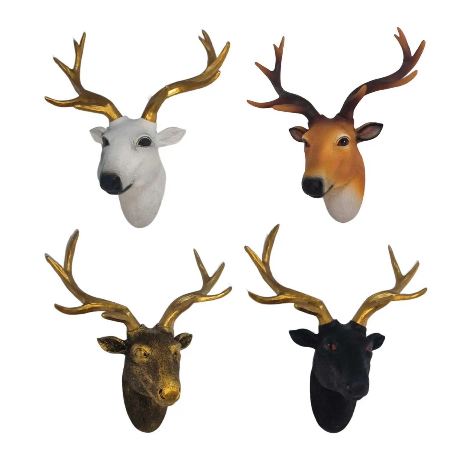

Wall Mount Deer Head Resin Sculpture Figurine for Home Bedroom Decoration