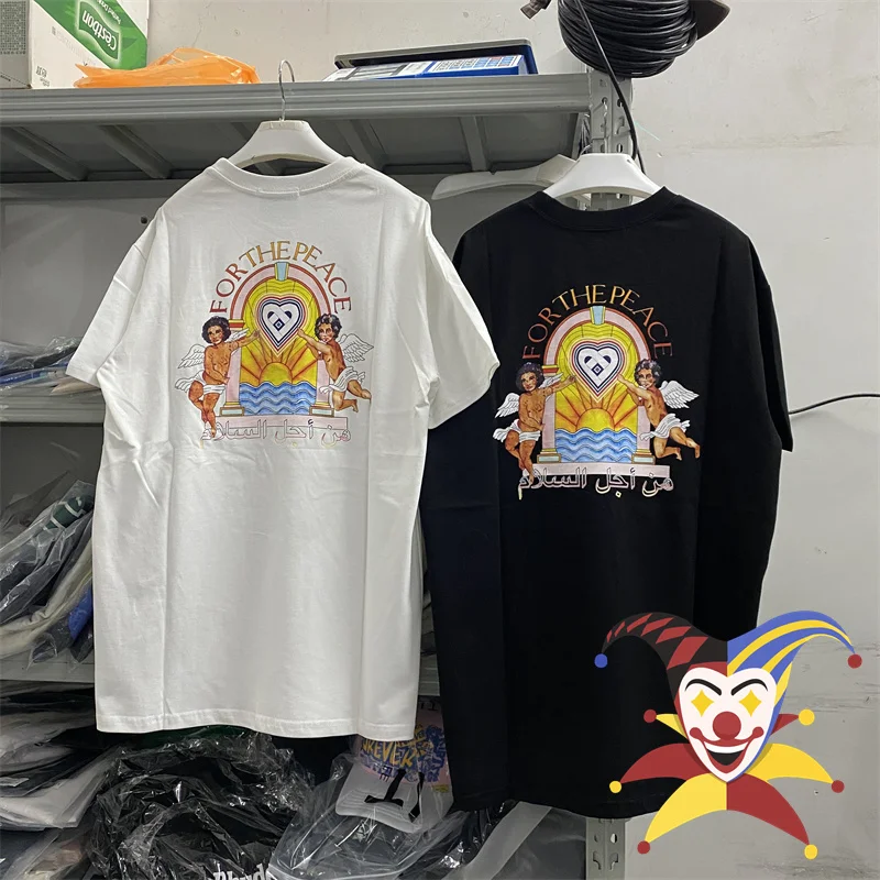 

FOR THE PEACE Casablanca T-Shirts Men Women Top Tees Angel Print Short Sleeve T Shirt