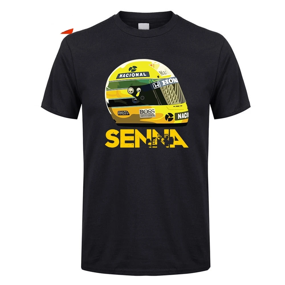 

T Shirts Ayrton Senna Helmet Tops 1 Race Tees Man Cotton Short Sleeve T-Shirts Classic Youth Men Cotton O Neck