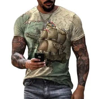 Casual Fashion 3D Printed Summer Short-sleeved Irregular Graffiti Men's T-shirts Round Neck Loose Tops Tees Men Clothing 6XL 6