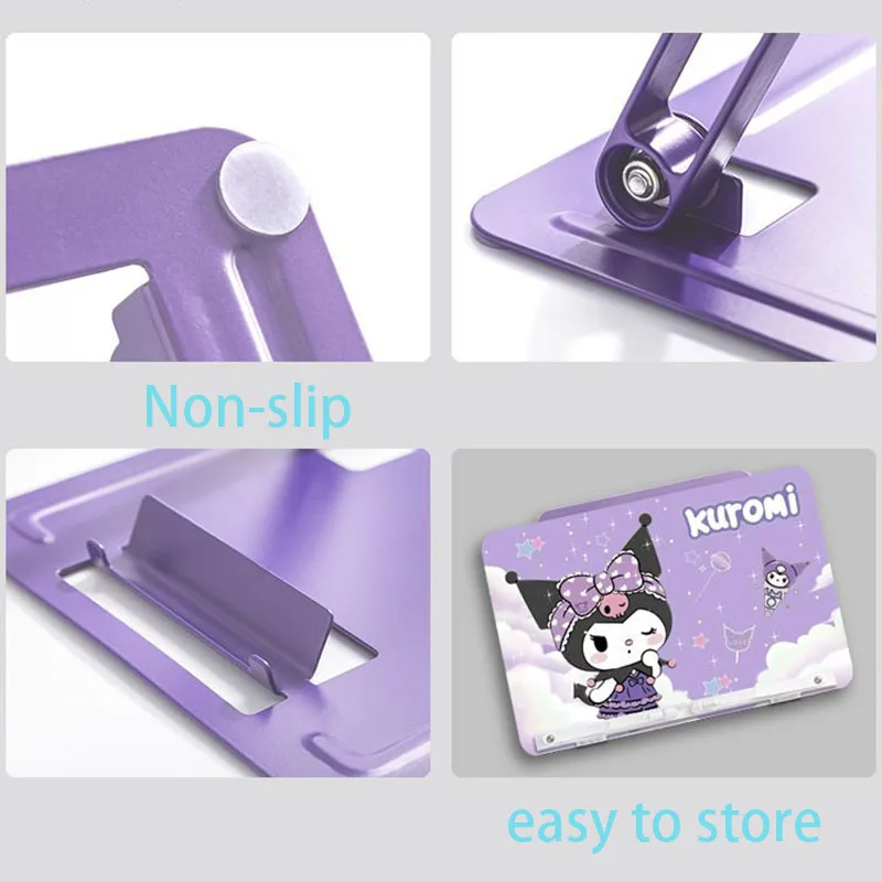 Фото Регулируемая подставка для книг Sanrio My Melody Kuromi Cinnamoroll Pochacco, нескользящая, 180° °   Вращающаяся металлическая подставка для чтения книг и планшетов №4