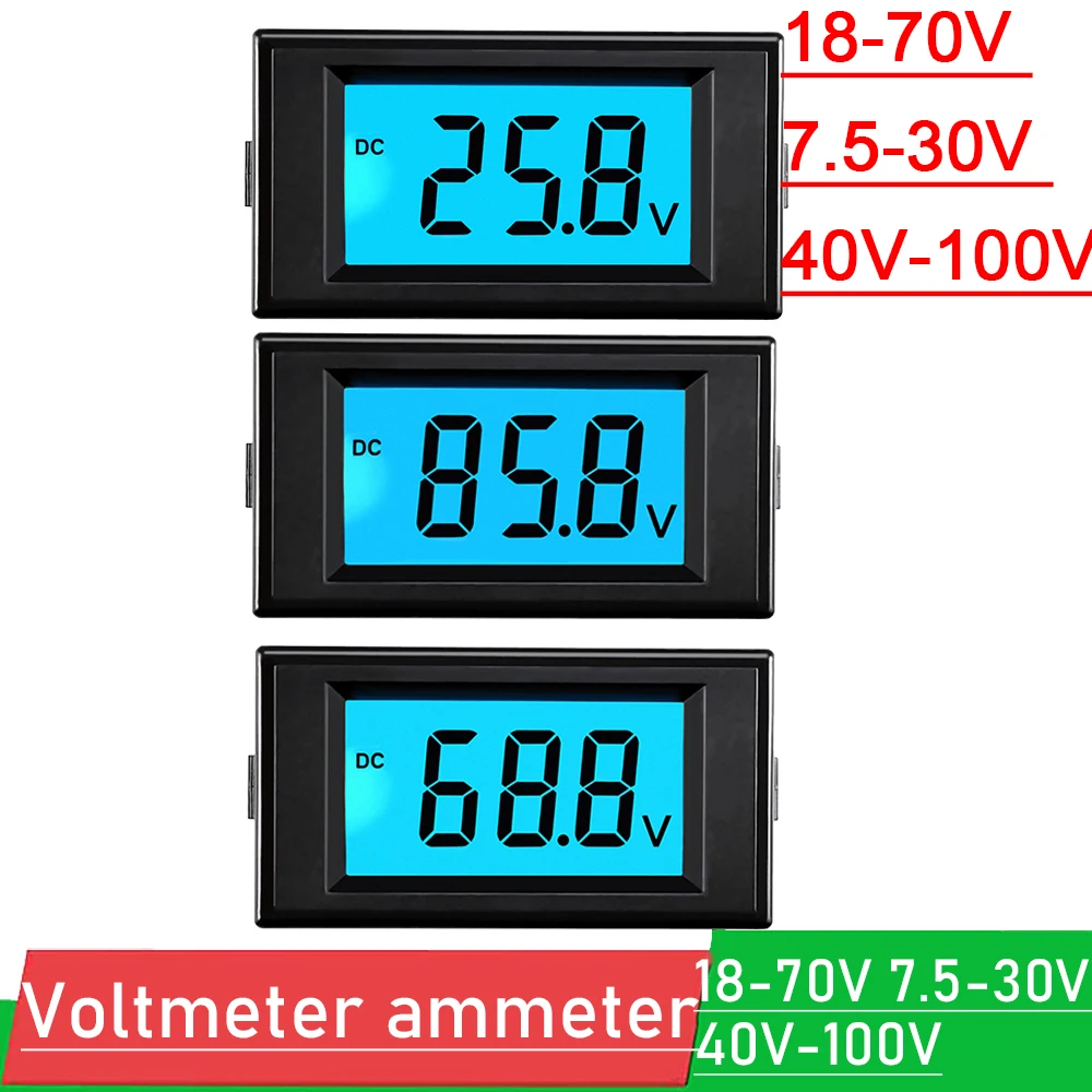

2-wire DC Voltmeter 12V 24V 36V 48V 60V 72V 84V LCD Digital Panel Volt Meter CAR Lithium Battery Monitor Voltage tester
