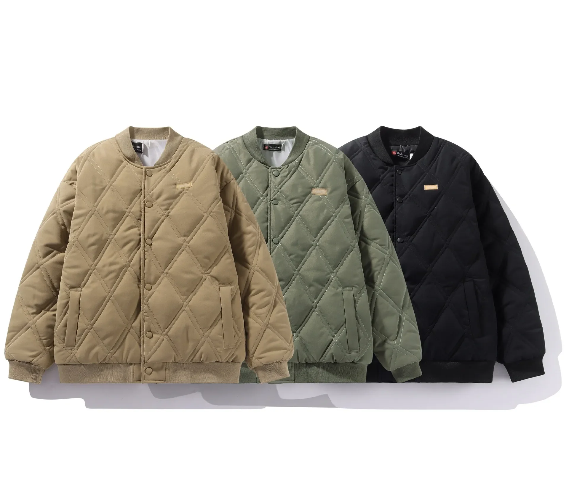 

Men's Winter Diamond Grid Warm Cotton Jacket Baseball Jacket Retro Casual Jacket Mens Jackets Winter Jacket Men Coat