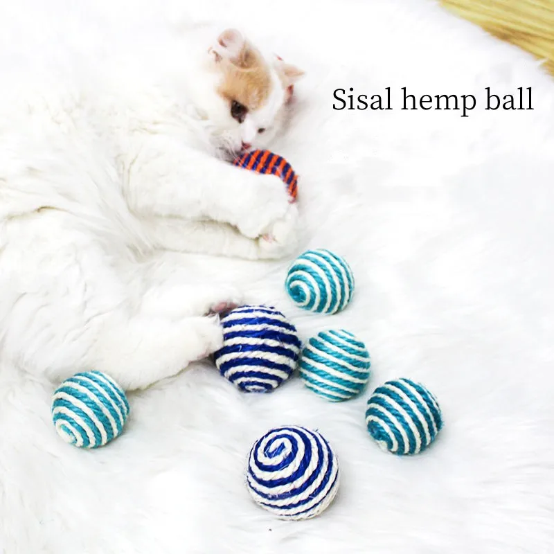 

Cat Pet Tease Cat Sisal Ball Tease Game Chew Rattle Scratch Toys Molars Bite Resistant Pet Cat Dog Hemp Rope Toys