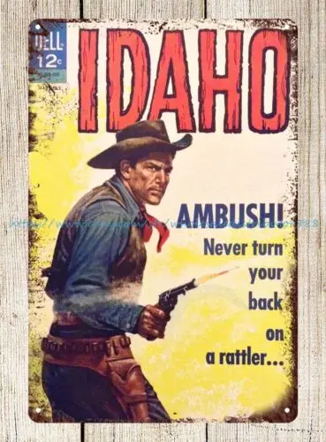 Предметы украшения комнаты ковбой герой комикс Айдахо 1965 металлический жестяной