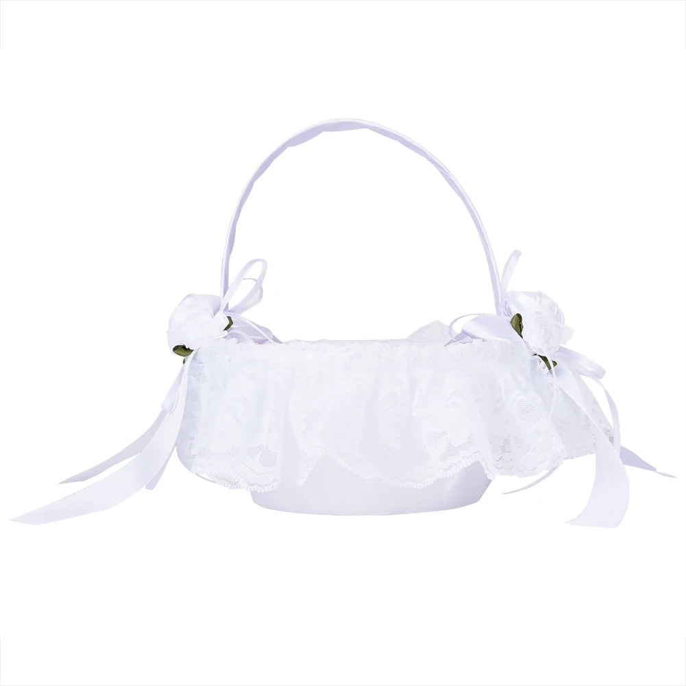 

Romantic Wedding Flower Lace Ribbon Basket Ceremony Banquet DecorationFlower BasketRomantic