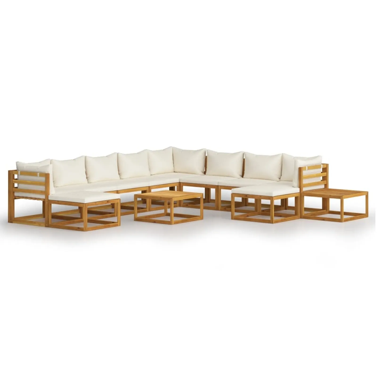 

12 Piece Garden Lounge Set with Cushion Cream Solid Acacia Wood