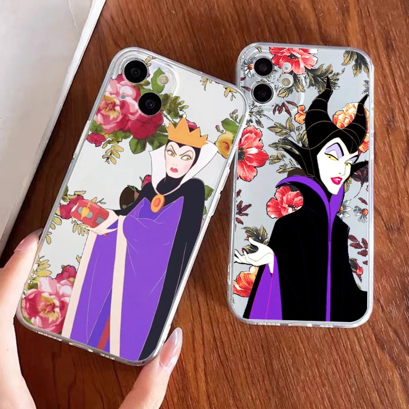 

Disney villain flowers Art Phone Case For Apple iPhone 14 13 12 11 SE XS XR X 7 8 6 5 Pro Plus MAX 2020 Transparent Cover