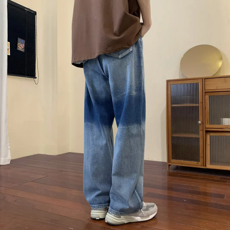 Blue/Black Baggy Jeans Men Fashion Casual Wide Leg Jeans Men Streetwear Loose Hip Hop Straight Denim Pants Mens Trousers M-2XL