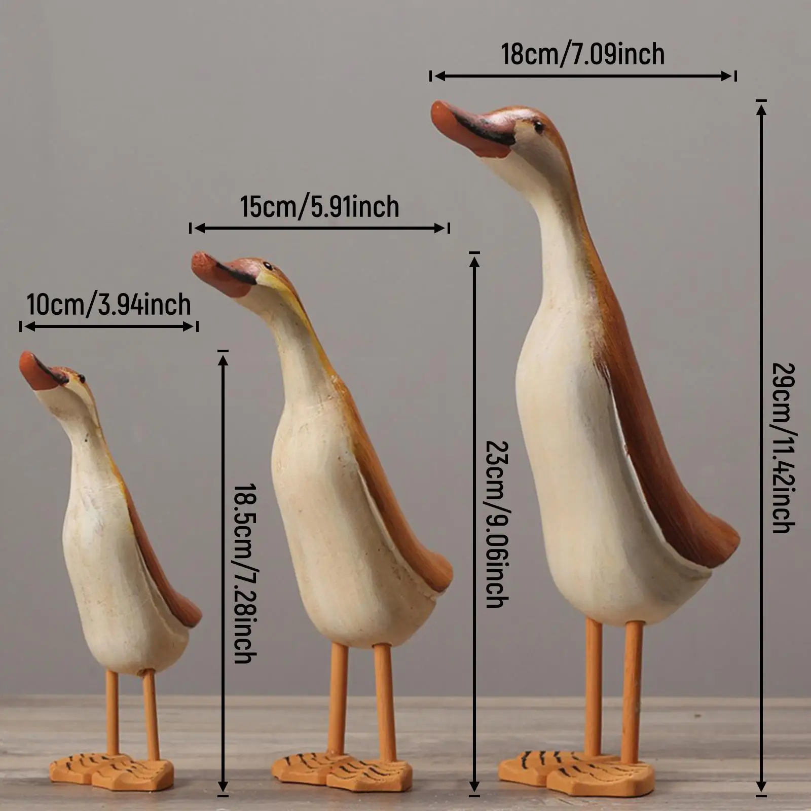 Статуи утки набор из 3 штук ручная роспись дерево для сада