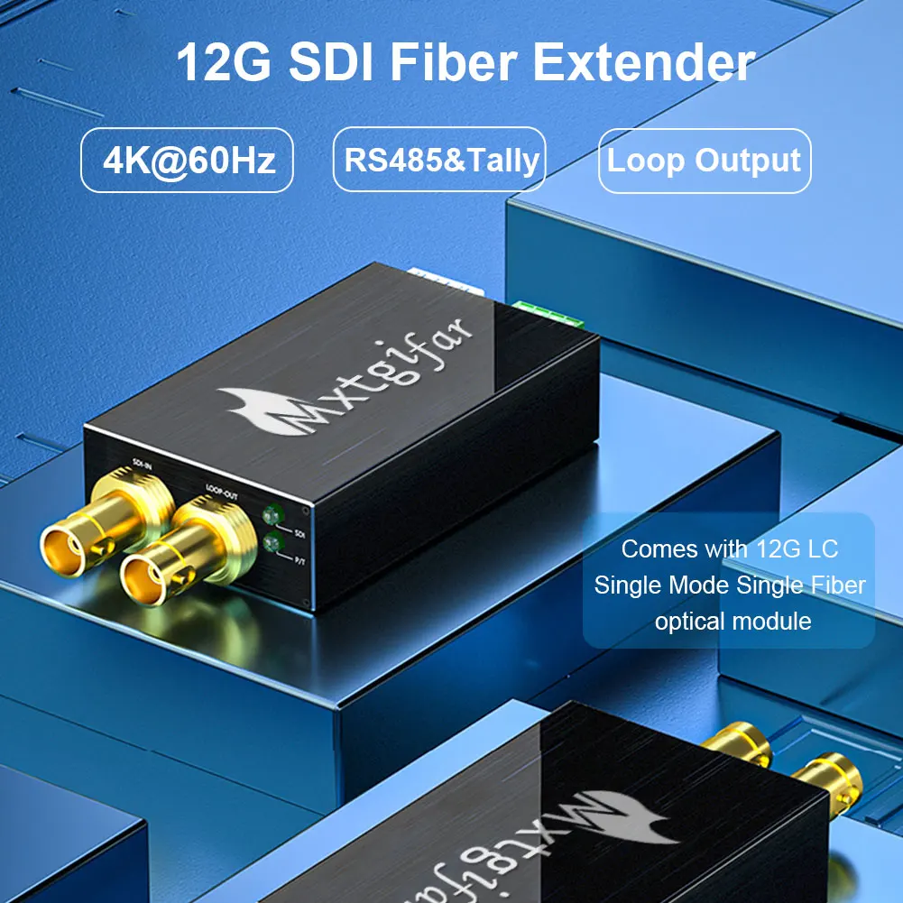 Волоконный удлинитель SMSF Mini 12G 4K SDI к SFP 20km RS485 Tally и Loop выход