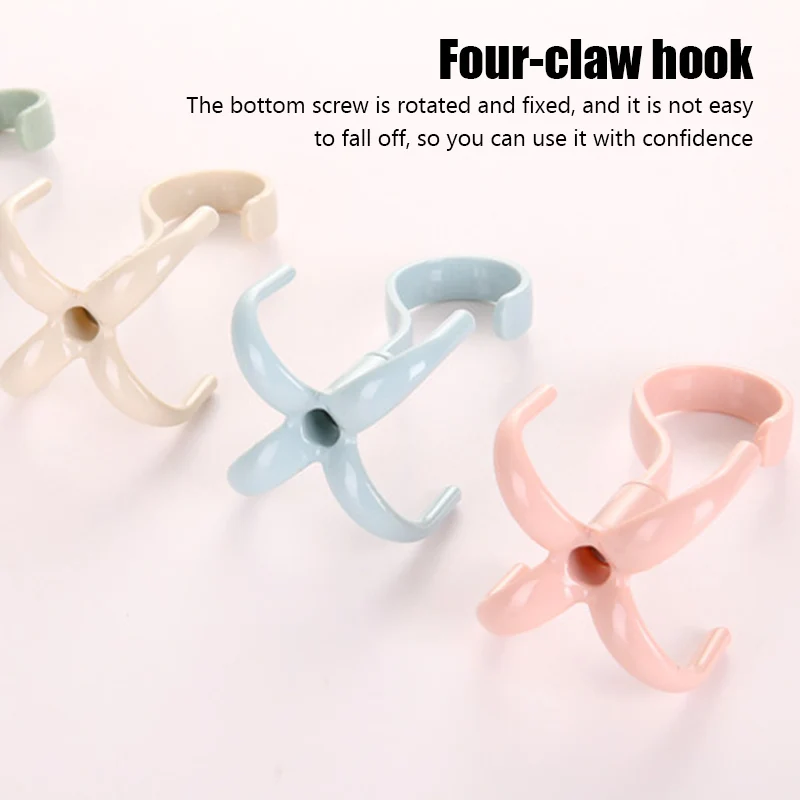 Rotating 4-Claw Hook Rack Multi-Functional Creative Clothes Hangers Wardrobe Tie Hat Bag Storage Organizers Bedroom Closets images - 6
