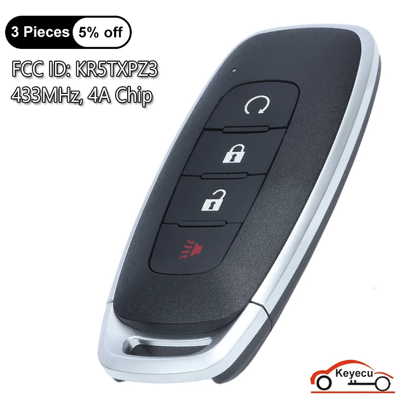 

KEYECU 4 кнопки 433 МГц 4A чип для Nissan Pathfinder Kicks Rogue 2022 2023 2024 автоматический умный пульт дистанционного управления FCC # KR5TXPZ3