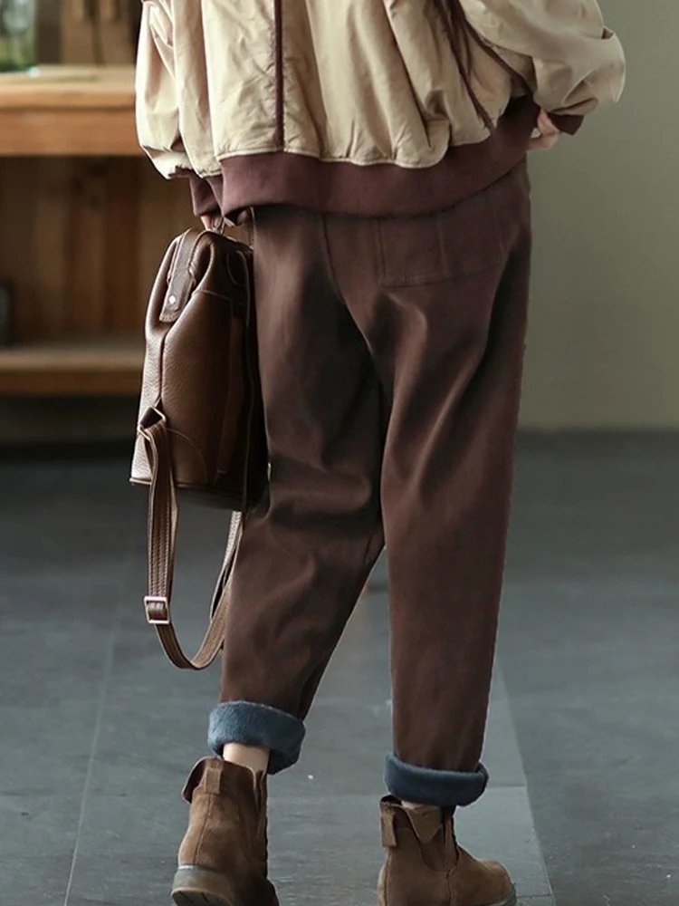 Зимние меховые шаровары Max LuLu 2022 Модные женские свободные винтажные повседневные