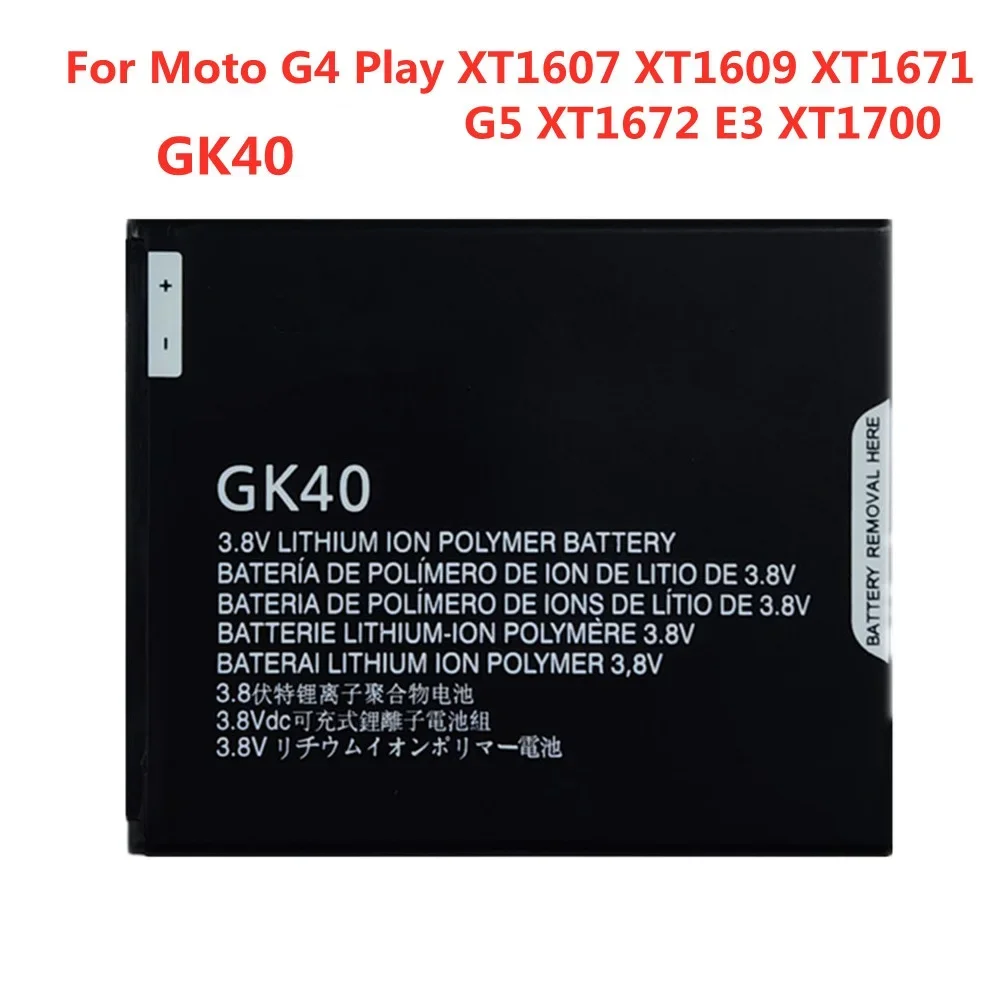 2800 мАч GK40 аккумулятор для телефона Motorola Moto G4 Play XT1607 XT1609 XT1670 XT1671 G5 XT1672 E3 XT1700 XT1675