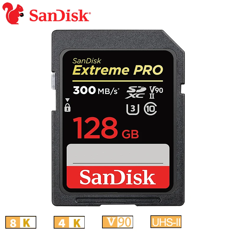 4k SD Card V90 8K Video SanDisk Extreme PRO 32GB 64GB UHS II Card SD U3 4K Digital Camera 128GB SDXC Flash Memory Card Class 10