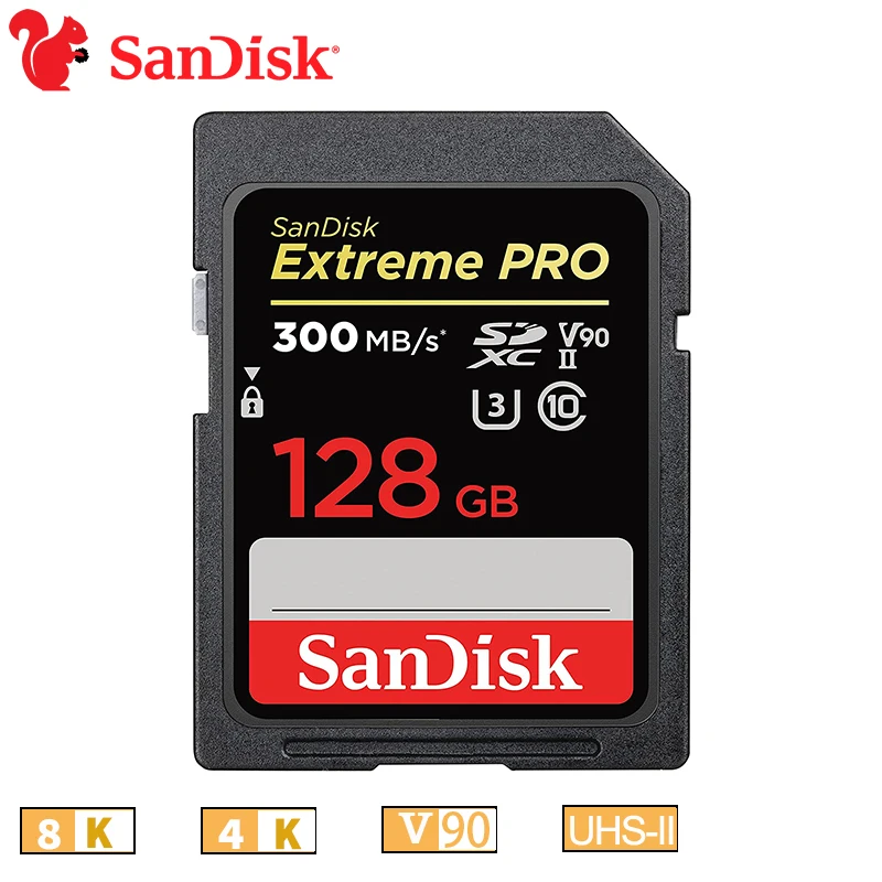 

SD-Карта Sandisk 8K V90 Extreme PRO 4K 32 Гб 64 Гб 128 ГБ UHS II SD-карта класс 10 U3 UHS II SDXC флэш-карта памяти 4K видео 300