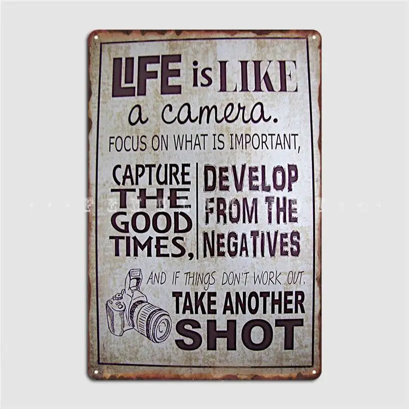 

Металлический плакат Life Is Like A Camera, Настенный декор для паба, клуба, бара, Забавный жестяной плакат